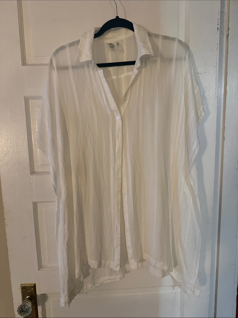 Lulu's White Sheer Button-Up Beach Cover Up